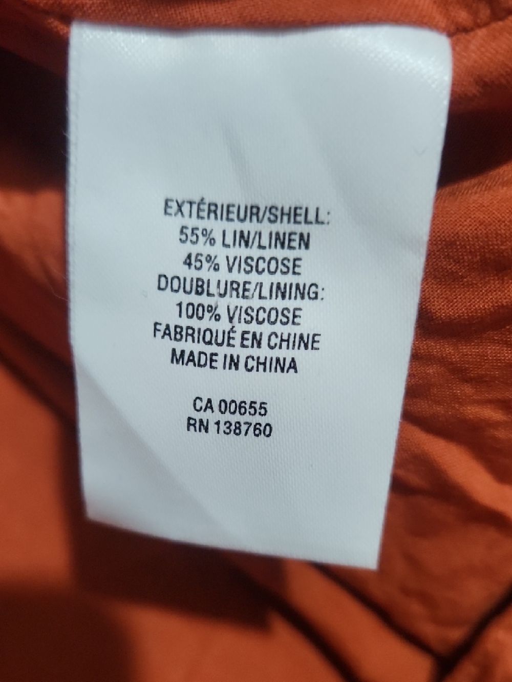 Reitmans Rust Orange Linen - Picture 5 of 8